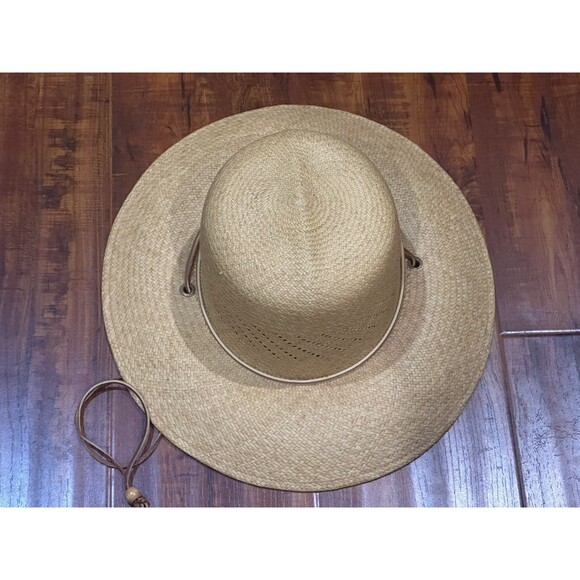 Vintage S.F. Green San Francisco Woven in Equador Straw Leather Strap Panama Hat main image 9